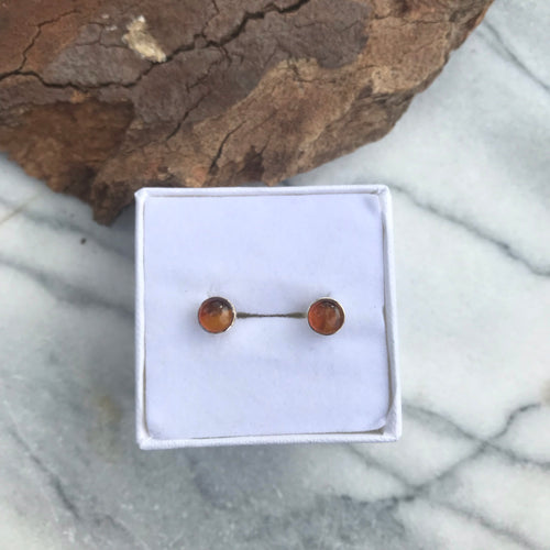 Sterling Silver Amber Stud Earrings SKU 14765