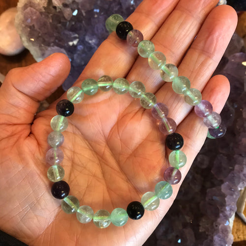 Rainbow Fluorite Bead Bracelet SKU 21827